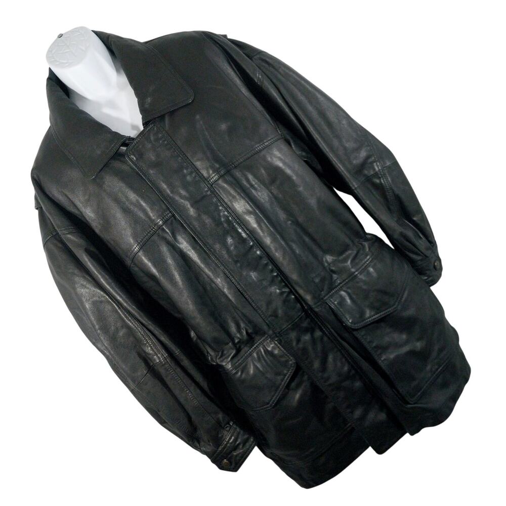 JOSEPH A. BANK "JOE!" LUXE BLACK GENUINE LEATHER DRAWSTRING WAIST JACKET! SZ 2XL